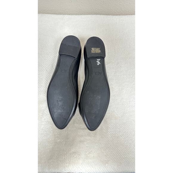 AGL Black Leather Pointed Toe Ballet Flats - Picture 7 of 8